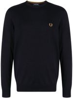 Fred Perry logo-embroidered crew-neck jumper - Bleu - thumbnail