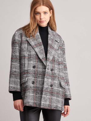 Oversized gebreide jas met ruitjespatroon