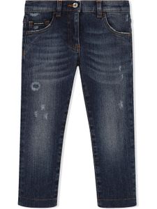 Dolce & Gabbana Kids jean skinny à effet usé - Bleu