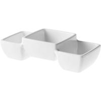 Snackschaaltje - 1x stuks - 3-vaks - 14x6 cm - wit - melamine - serveerschaal - 150 ml