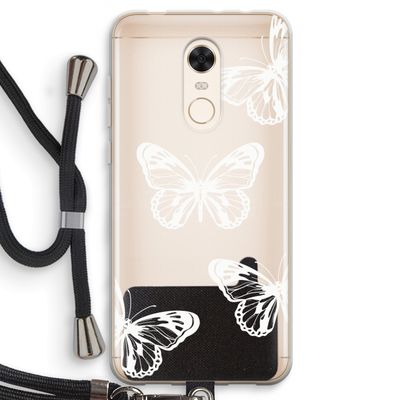 White butterfly: Xiaomi Redmi 5 Transparant Hoesje met koord