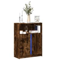 Dressoir met LED 77x34x100 cm bewerkt hout gerookt eikenkleurig