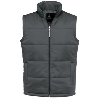 B&C Gewatteerde bodywarmer - voor heren - donkergrijs - nylon - outdoor - vrije tijds jas