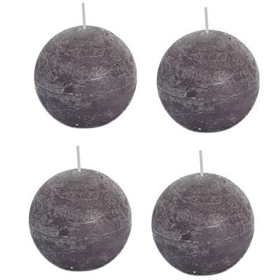 Bolkaars - 4x - taupe - 8 cm - rustiek - 24 branduren - kaarsen