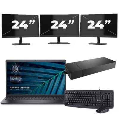 Dell Vostro 15 3510 - Intel Core i5-11e Generatie - 15 inch - 16GB RAM - 256GB SSD - Windows 11 Home + 3x 24 inch Monitor Dell Vostro 15 3510 - Intel Core i5-11e Generatie - 15 inch - 16GB RAM - 256GB SSD - Windows 11 Home + 3x 24 inch Monitor