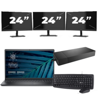 Dell Vostro 15 3510 - Intel Core i5-11e Generatie - 15 inch - 16GB RAM - 256GB SSD - Windows 11 Home + 3x 24 inch Monitor