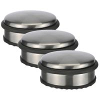 3x stuks deurstoppers rond metaal 10 x 4 cm