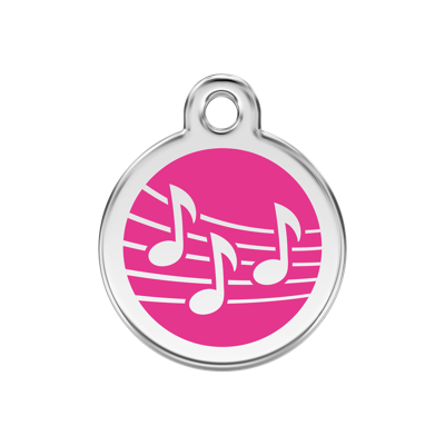 Music Hot Pink roestvrijstalen hondenpenning medium/gemiddeld dia. 3 cm - Reddingo