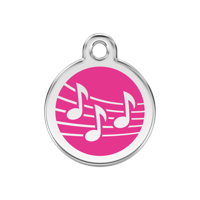 Music Hot Pink roestvrijstalen hondenpenning medium/gemiddeld dia. 3 cm - Reddingo