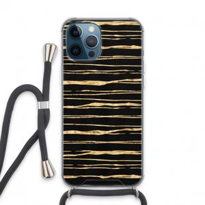 Gouden strepen: iPhone 13 Pro Max Transparant Hoesje met koord