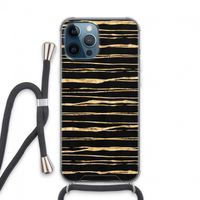 Gouden strepen: iPhone 13 Pro Max Transparant Hoesje met koord