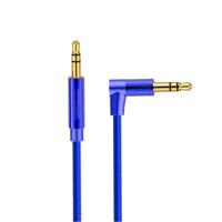AV01 3.5 mm male naar Male elleboog audio kabel lengte: 2m (blauw)