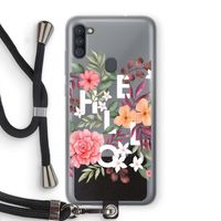 Hello in flowers: Samsung Galaxy A11 Transparant Hoesje met koord