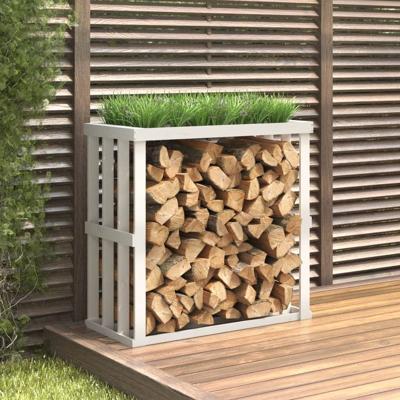 Houtblokhouder 108x52x106 cm massief grenenhout wit