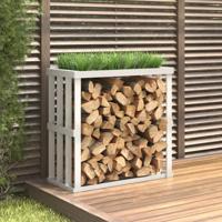 Houtblokhouder 108x52x106 cm massief grenenhout wit