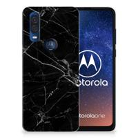 Motorola One Vision | TPU | Siliconen hoesje | Marmer Zwart - Origineel Cadeau Vader