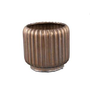 PTMD Eevie Bronze round ceramic pot with lines M