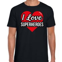 I love superheroes / superhelden verkleed t-shirt zwart voor heren - Outfit verkleed feest