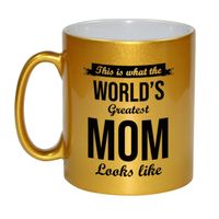 Gouden Worlds Greatest Mom cadeau koffiemok / theebeker 330 ml   -