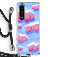 Roze wolken met vogels: Sony Xperia 5 III Transparant Hoesje met koord