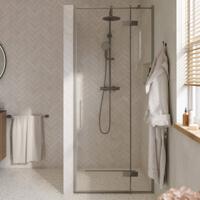 Saqu Grace draaideur met vast paneel rechts incl. antikalk 90x210cm geborsteld grijs