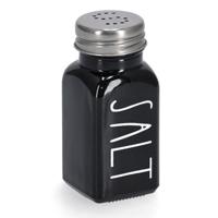 Kruidenpotje/strooier - zout - glas/metaal - zwart - 80 ml - 4 x 9 cm - navulbaar Kruidenpotje/strooier - zout - glas/metaal - zwart - 80 ml - 4 x 9 cm - navulbaar