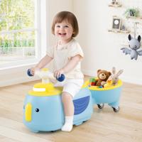 Kinder Rutschauto met Aanhanger & Licht & Opbergruimte Onder de Zitting Bodemrutscher Blauw