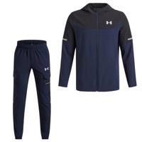 Under Armour Tech Utility Woven Trainingspak Full-Zip Kids Donkerblauw Zwart Zilver