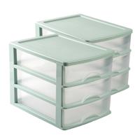 PlasticForte Ladeblok - Voordeelset van 2x stuks - groen - 3 lades - L35,5xB27xH26 - bureau organize PlasticForte Ladeblok - Voordeelset van 2x stuks - groen - 3 lades - L35,5xB27xH26 - bureau organize