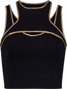 Balmain haut crop en maille à bords contrastants - Noir