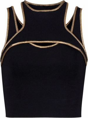 Balmain haut crop en maille à bords contrastants - Noir
