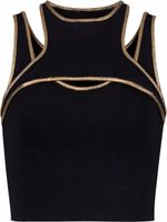Balmain haut crop en maille à bords contrastants - Noir