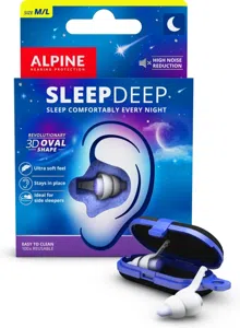 Alpine SleepDeep Herbruikbare oordop Blauw, Wit 2 stuk(s)