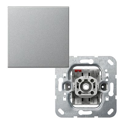Gira wisselschakelaar met drukknop aluminium