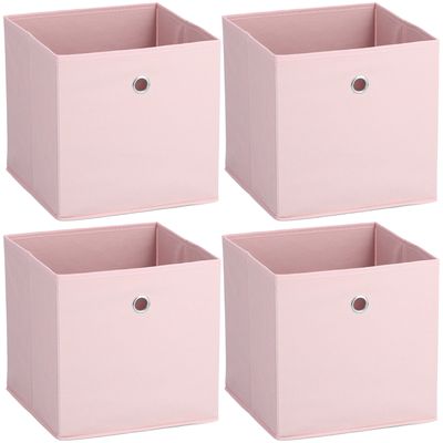 Opbergmand/kastmand - 4x - 22 liter - lichtroze - 28 x 28 x 28 cm
