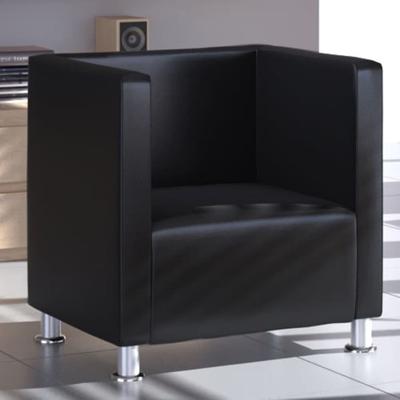 Fauteuil kubus kunstleer zwart