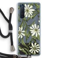Wit bloemenpatroon: Sony Xperia 5 II Transparant Hoesje met koord