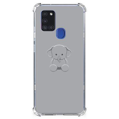 Samsung Galaxy A21s Stevig Bumper Hoesje Grijs Baby Olifant Samsung Galaxy A21s Stevig Bumper Hoesje Grijs Baby Olifant