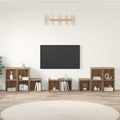 TV-kast set 8 pcs Artisan Eiken 37 x 35 x 72 cm Bewerkt hout