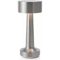 Goliving Tafellamp Oplaadbaar – Draadloos en dimbaar – Moderne touch lamp – 21 cm – Zilver - thumbnail