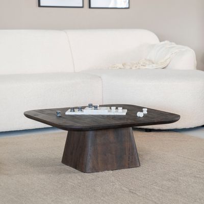 Eleonora Salontafel 'Aron' Mangohout, 80 x 80cm, kleur Bruin