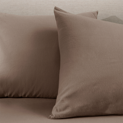 2-PACK Kussensloop Flanel - Taupe - Fresh And Co - - Katoen - Dekbed-Discounter.nl