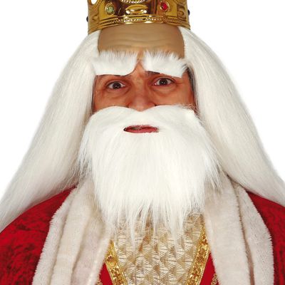 Carnaval/verkleed accessoires baard - half lang - wit - aan elastiek Carnaval/verkleed accessoires baard - half lang - wit - aan elastiek