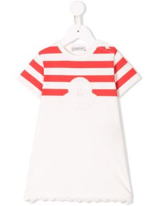 Moncler Enfant robe à motif de rayures - Blanc