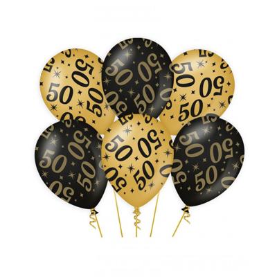 Leeftijd verjaardag feest ballonnen 50 jaar - zwart/goud - 18x stuks - 30 cm - Feestartikelen