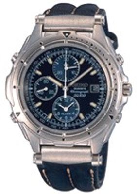 Horlogeband Seiko 7T32-7C40 / SDWB95P1 / 4GB0JW Leder Blauw 18mm