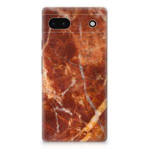 Google Pixel 6A TPU Siliconen Hoesje Marmer Bruin