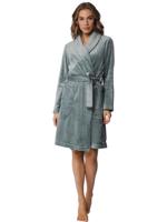 Dames Badjas Fleece - Groen - Warme winter ochtendjas - Sjaalkraag - Ceintuur