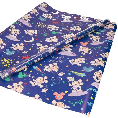 1x Inpakpapier/cadeaupapier Disney Mickey Mouse donkerblauw 200 x 70 cm op rol - 1x Inpakpapier/cadeaupapier Disney Mickey Mouse donkerblauw 200 x 70 cm op rol -