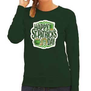Happy St. Patricks day feest sweater/ outfit groen voor dames - St. Patricksday 2XL  -